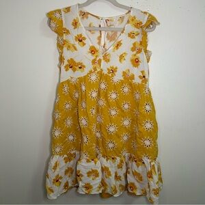 Melloday yellow floral tiered dress